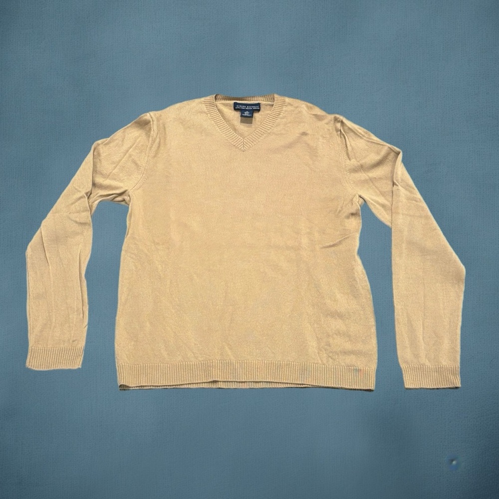 Men's Banana Republic Merino Wool Beige V-Neck Sweater Size Small